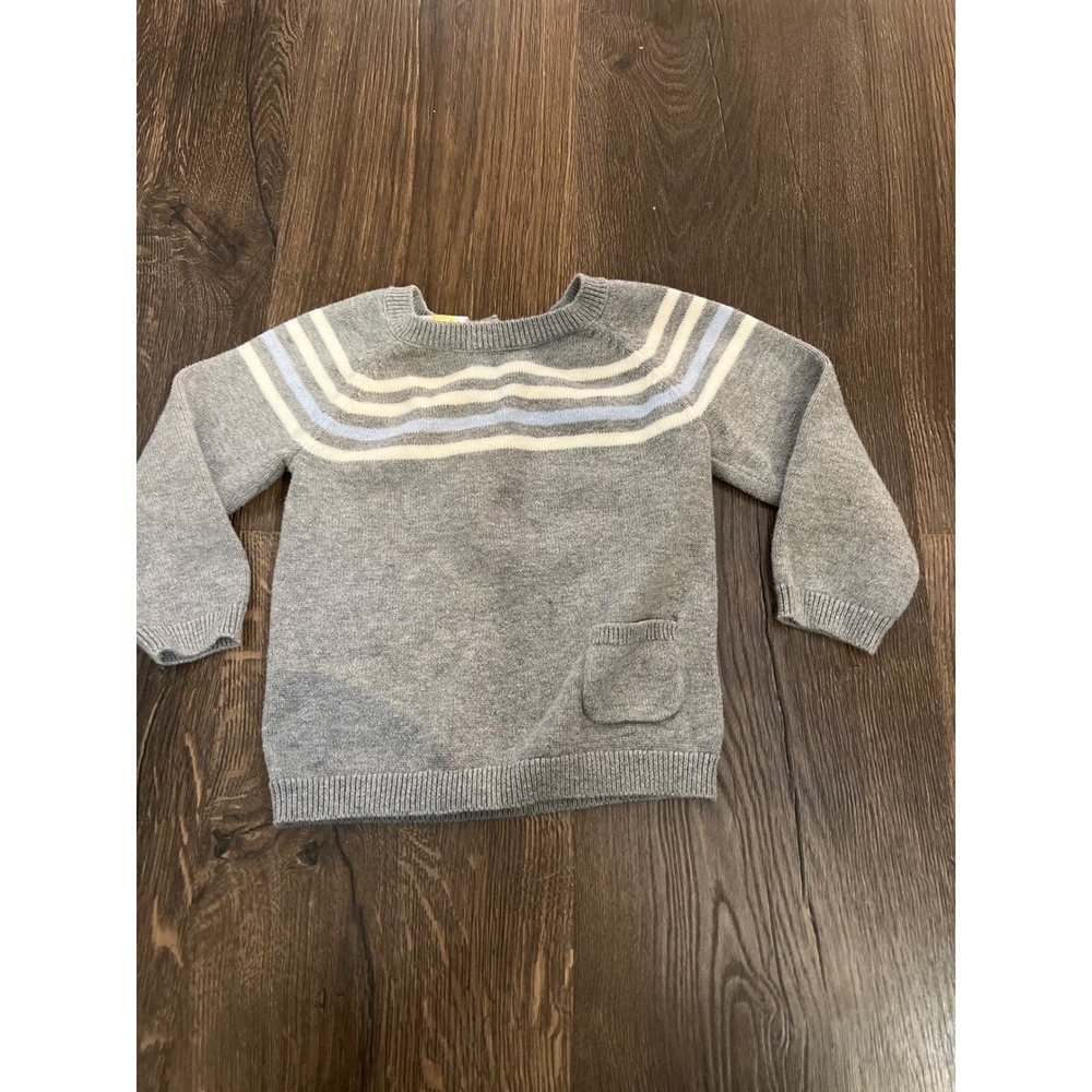 Bloomies Baby Gray Striped Cotton Sweater 12 Months 18-20 lbs Boys